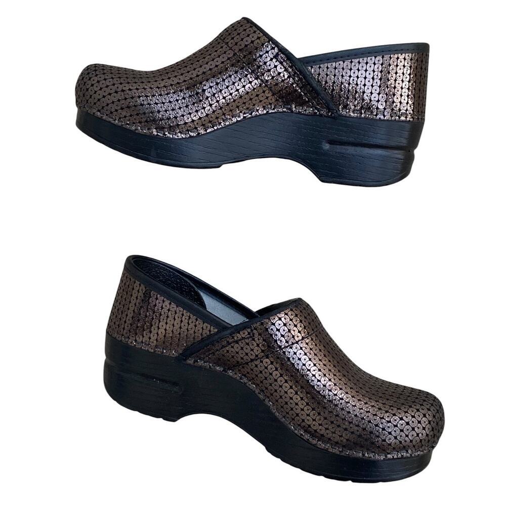 Dansko Professional Clogs EU 35 US 5 Metallic Bronze Sequined Nurse Comfort Shoe - Picture 2 of 15